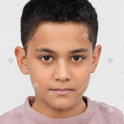 Neutral white child male with short  brown hair and brown eyes