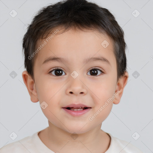 Neutral white child male with short  brown hair and brown eyes