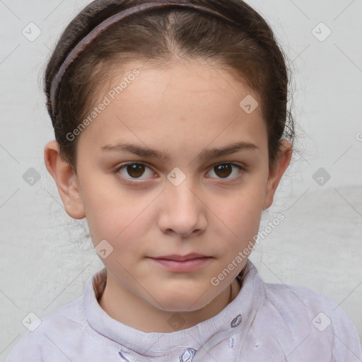 Neutral white child female with short  brown hair and brown eyes