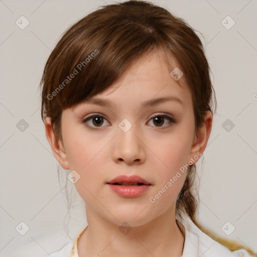 Neutral white child female with medium  brown hair and brown eyes