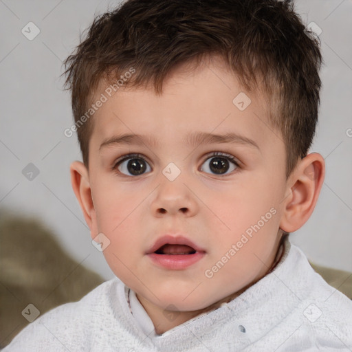 Neutral white child male with short  brown hair and brown eyes