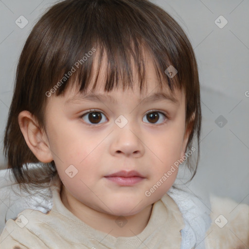 Neutral white child female with medium  brown hair and brown eyes