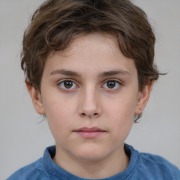 Neutral white child male with short  brown hair and brown eyes