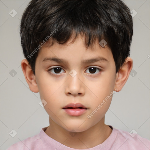 Neutral white child male with short  brown hair and brown eyes