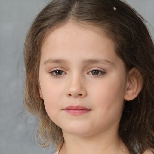 Neutral white child female with medium  brown hair and brown eyes