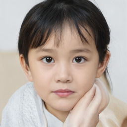 Neutral white child female with medium  brown hair and brown eyes