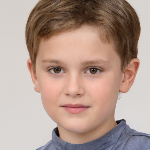 Neutral white child male with short  brown hair and brown eyes