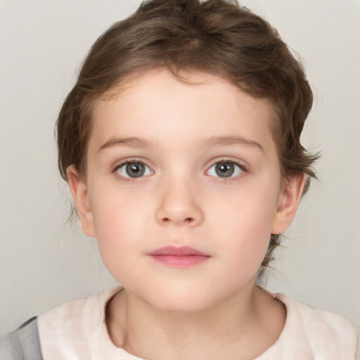 Neutral white child female with medium  brown hair and brown eyes