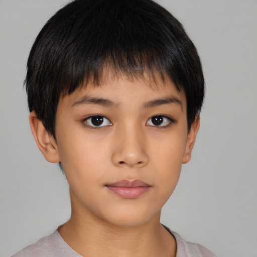 Neutral asian young-adult female with short  brown hair and brown eyes