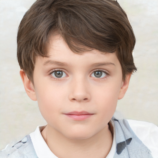 Neutral white child female with short  brown hair and brown eyes