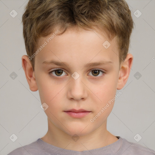 Neutral white child male with short  brown hair and brown eyes