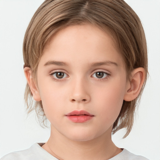 Neutral white child female with medium  brown hair and brown eyes