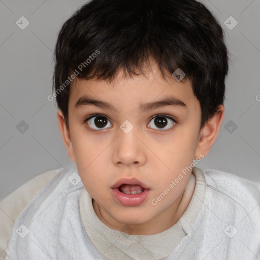 Neutral white child male with short  brown hair and brown eyes