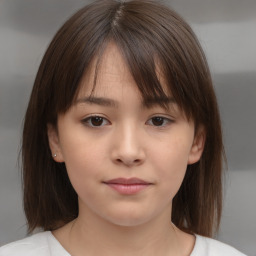 Neutral white child female with medium  brown hair and brown eyes