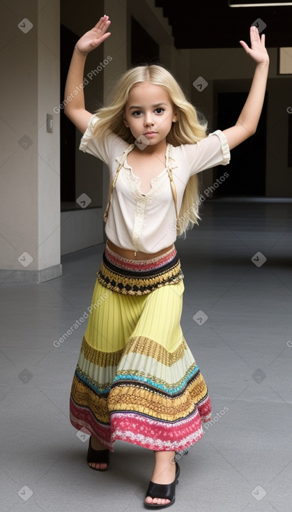 Hispanic child girl with  blonde hair