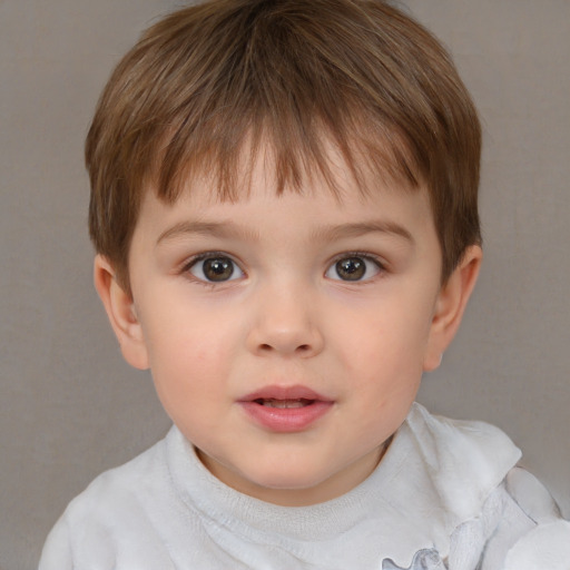 Neutral white child male with short  brown hair and brown eyes