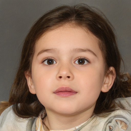 Neutral white child female with medium  brown hair and brown eyes