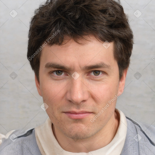 Neutral white adult male with short  brown hair and brown eyes