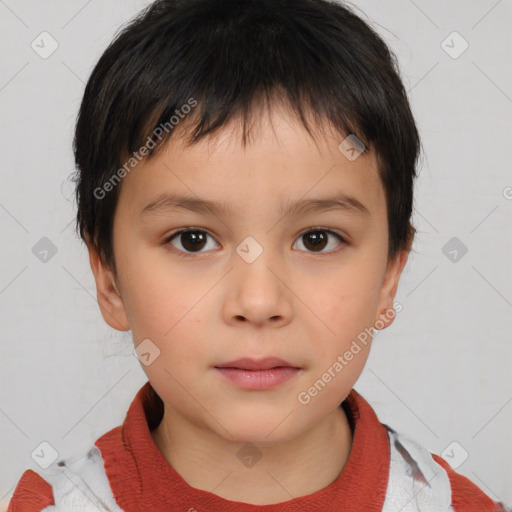 Neutral white child male with short  brown hair and brown eyes