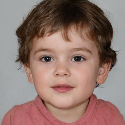 Neutral white child male with medium  brown hair and brown eyes