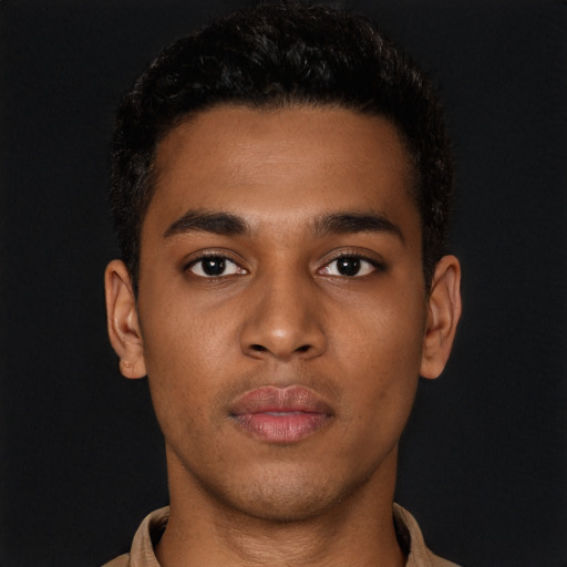 Neutral black young-adult male with short  brown hair and brown eyes