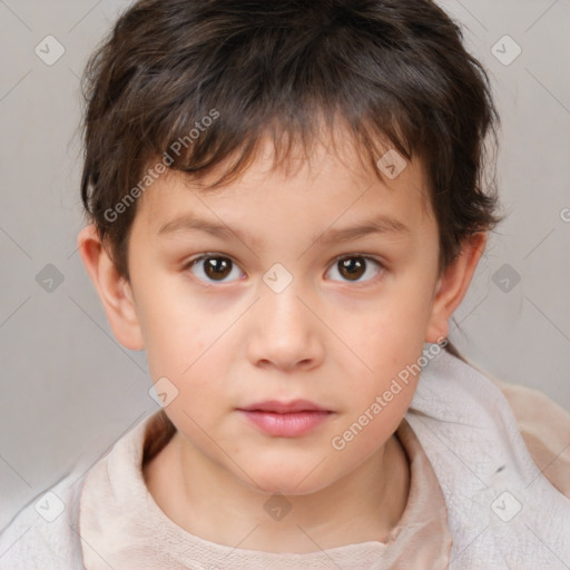 Neutral white child male with short  brown hair and brown eyes