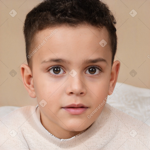 Neutral white child male with short  brown hair and brown eyes