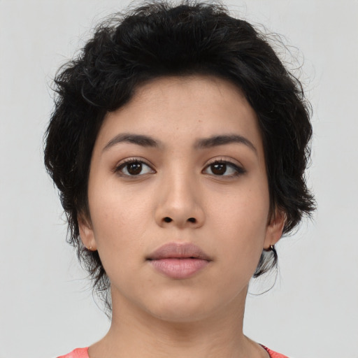 Neutral asian young-adult female with medium  brown hair and brown eyes