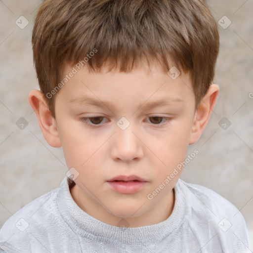 Neutral white child male with short  brown hair and brown eyes