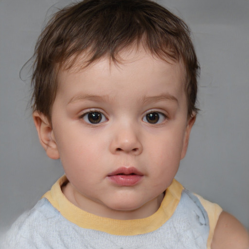 Neutral white child male with short  brown hair and brown eyes