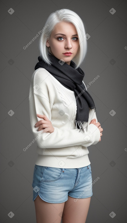 Romanian young adult female with  white hair