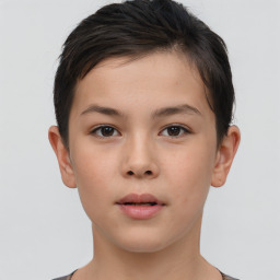 Neutral white young-adult female with short  brown hair and brown eyes