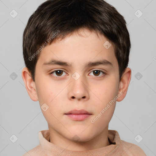 Neutral white child male with short  brown hair and brown eyes