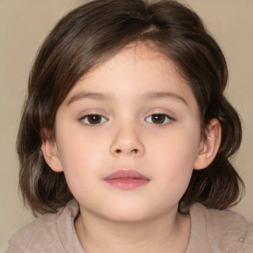 Neutral white child female with medium  brown hair and brown eyes