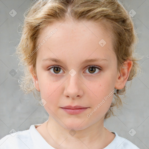 Neutral white child female with medium  brown hair and brown eyes