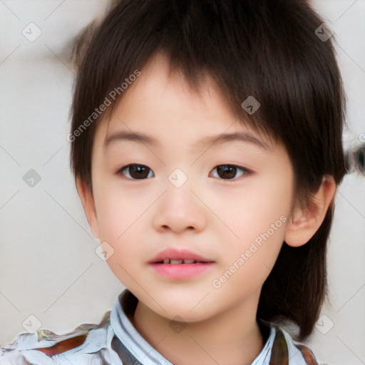 Neutral white child female with medium  brown hair and brown eyes