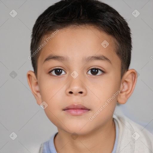 Neutral white child male with short  brown hair and brown eyes