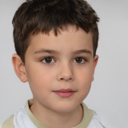 Neutral white child male with short  brown hair and brown eyes