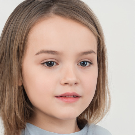 Neutral white child female with medium  brown hair and brown eyes