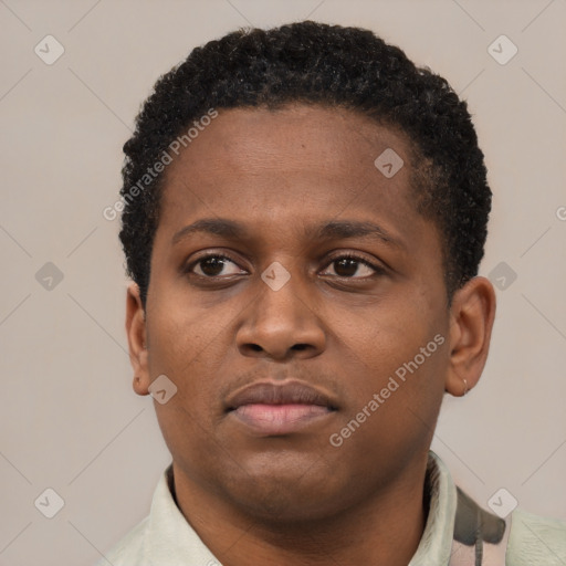 Neutral latino young-adult male with short  brown hair and brown eyes