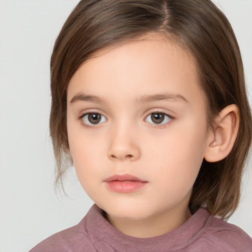 Neutral white child female with medium  brown hair and brown eyes