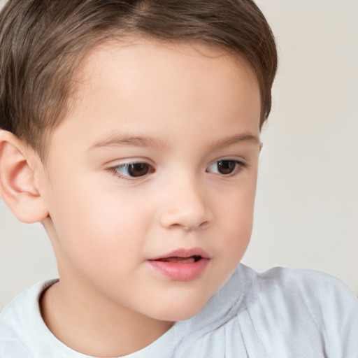 Neutral white child female with short  brown hair and brown eyes