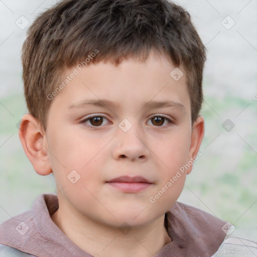 Neutral white child male with short  brown hair and brown eyes