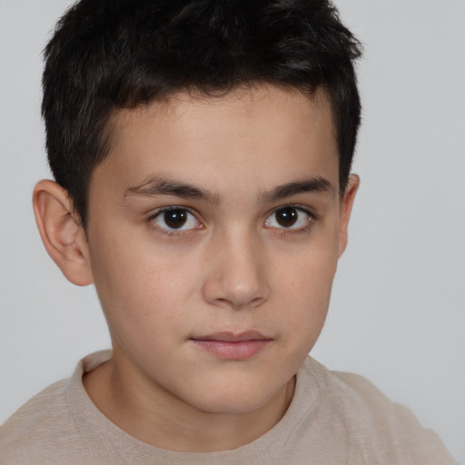 Neutral white child male with short  brown hair and brown eyes