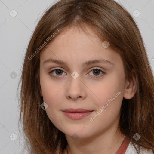 Neutral white child female with medium  brown hair and brown eyes