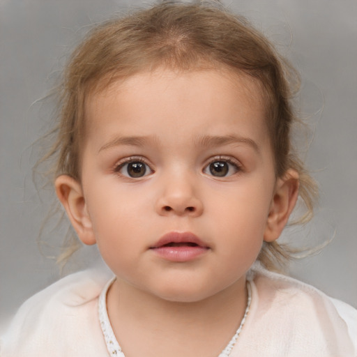 Neutral white child female with medium  brown hair and brown eyes