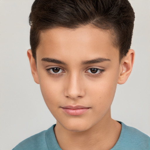 Neutral white child male with short  brown hair and brown eyes