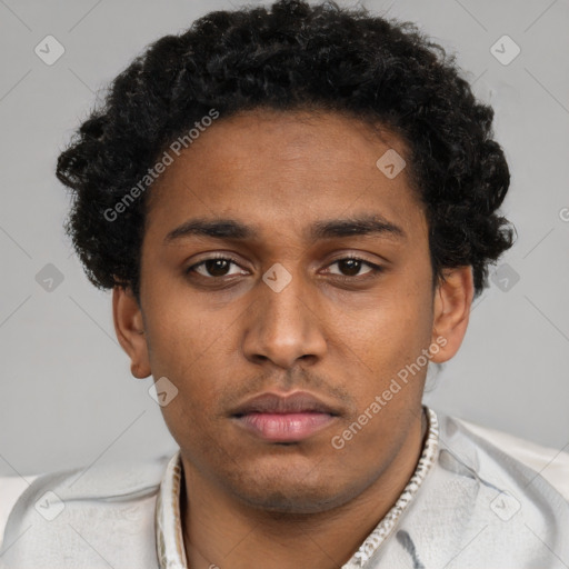 Neutral black young-adult male with short  brown hair and brown eyes
