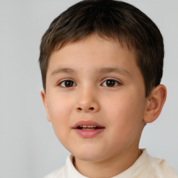 Neutral white child male with short  brown hair and brown eyes