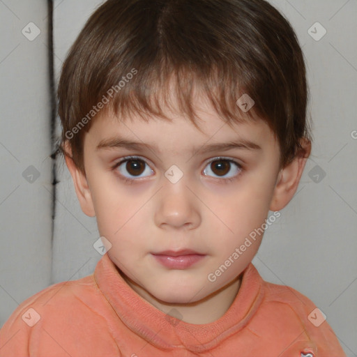 Neutral white child male with short  brown hair and brown eyes